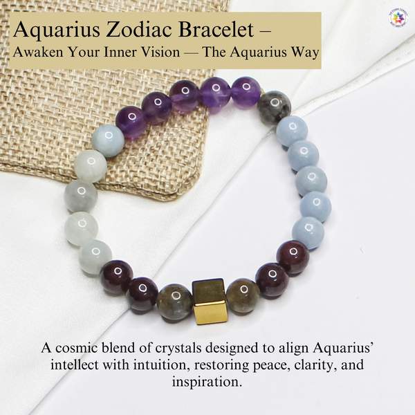 Aquarius Zodiac Bracelet for Energy Healing, Chakra Alignment 4