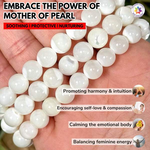 Attract Calm, Positivity & Timeless Elegance Mother of Pearl Healing Bracelet 5