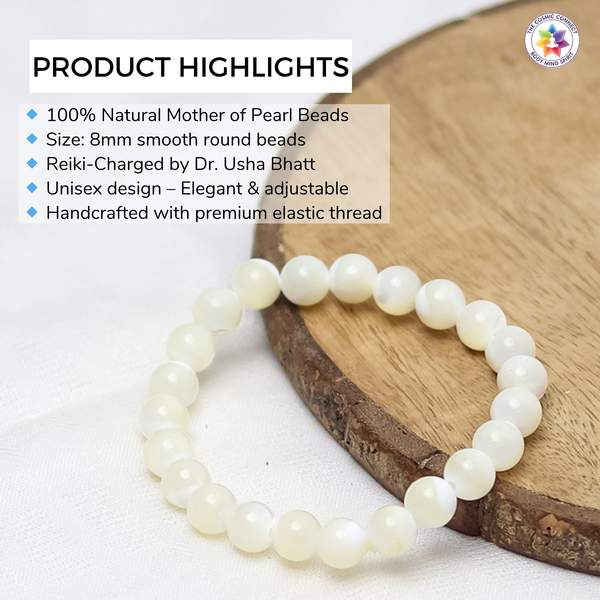 Attract Calm, Positivity & Timeless Elegance Mother of Pearl Healing Bracelet 6