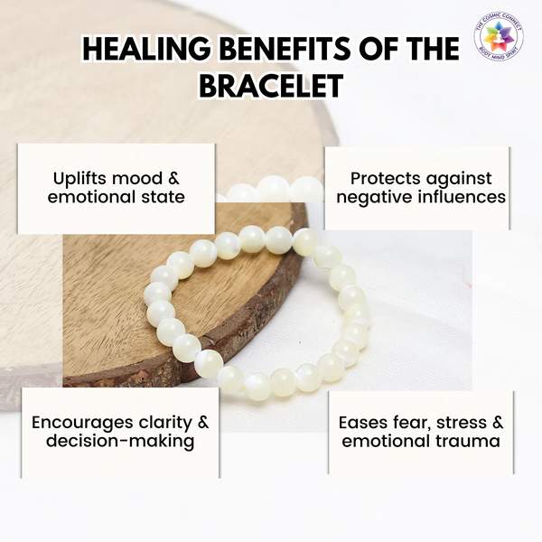 Attract Calm, Positivity & Timeless Elegance Mother of Pearl Healing Bracelet 7