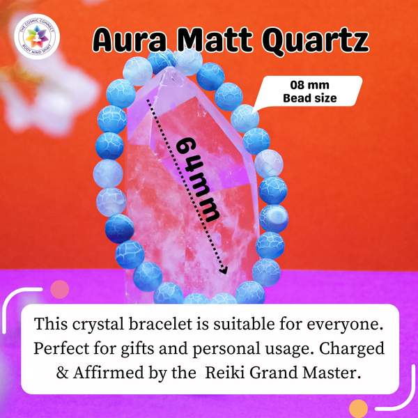 Aura Matt Quartz Healing Bracelet - Positive Energy & Boosts Chakras 4