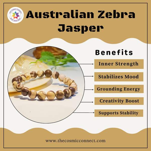 Australian Zebra Jasper Bracelet Balance & Protection | 8mm Beads 3
