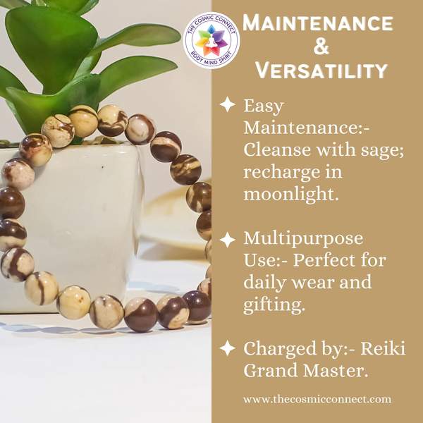 Australian Zebra Jasper Bracelet Balance & Protection | 8mm Beads 5