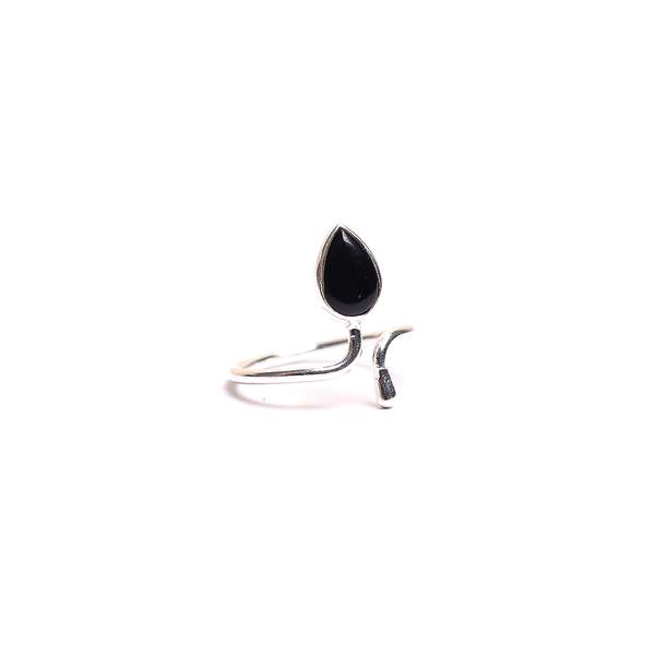 Black Agate Adjustable Silver Ring for Protection, & Strength 2