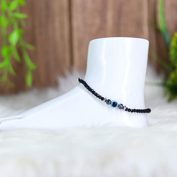 Black Agate Crystal Anklet for Grounding Energy & Protection