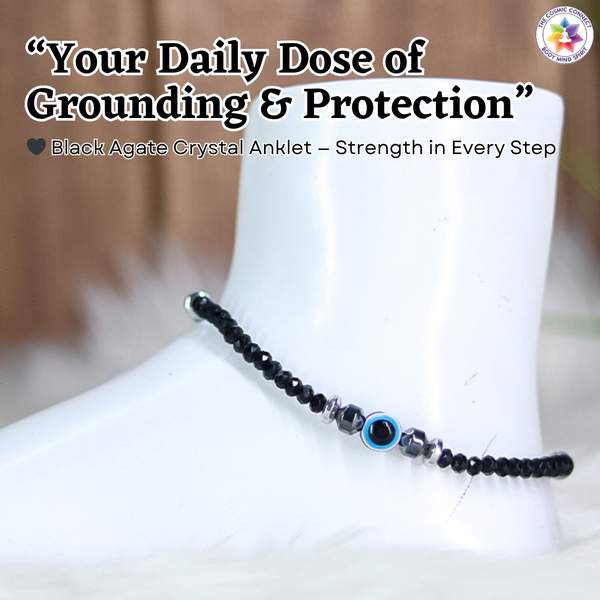 Black Agate Crystal Anklet for Grounding Energy & Protection 4