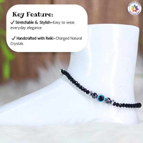 Black Agate Crystal Anklet for Grounding Energy & Protection 6