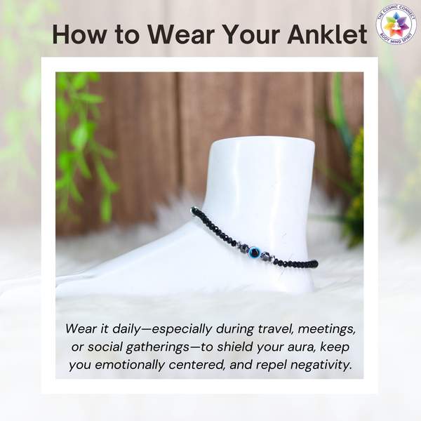 Black Agate Crystal Anklet for Grounding Energy & Protection 7