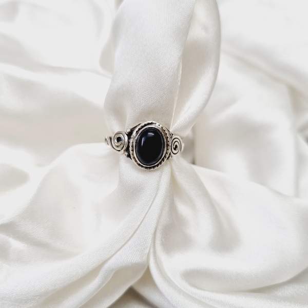 Black Agate Silver Ring Grounding, Protection & Inner Strength