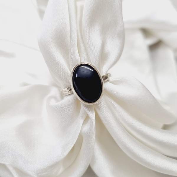 Black Agate Silver Ring Grounding, Protection & Inner Strength 2