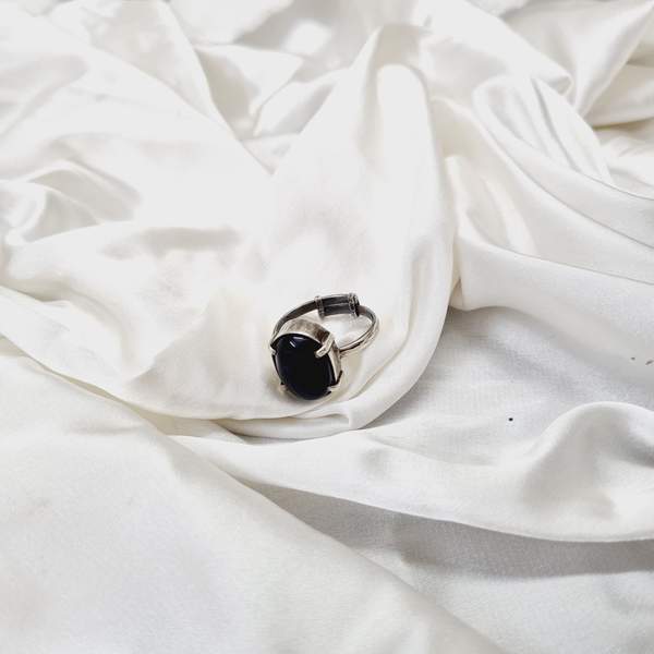 Black Agate Silver Ring Grounding, Protection & Inner Strength 4