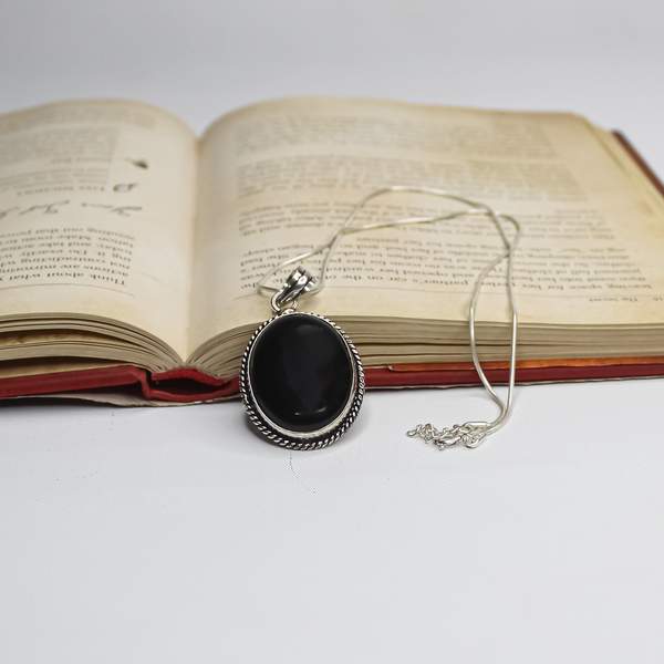 Black Obsidian Casting Silver Pendant Protection, & Clarity 2