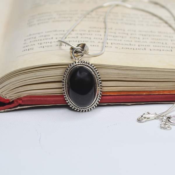Black Obsidian Casting Silver Pendant Protection, & Clarity 3