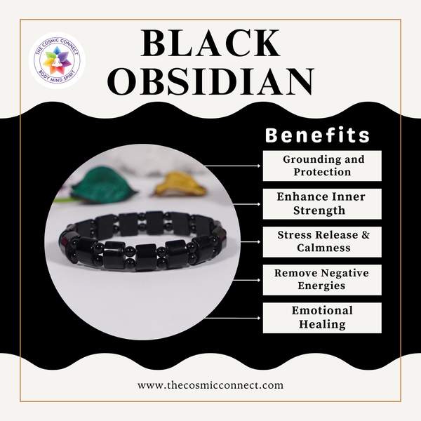 Black Obsidian Fancy Bracelet for Protection & Aura Cleansing Reiki Charged 3