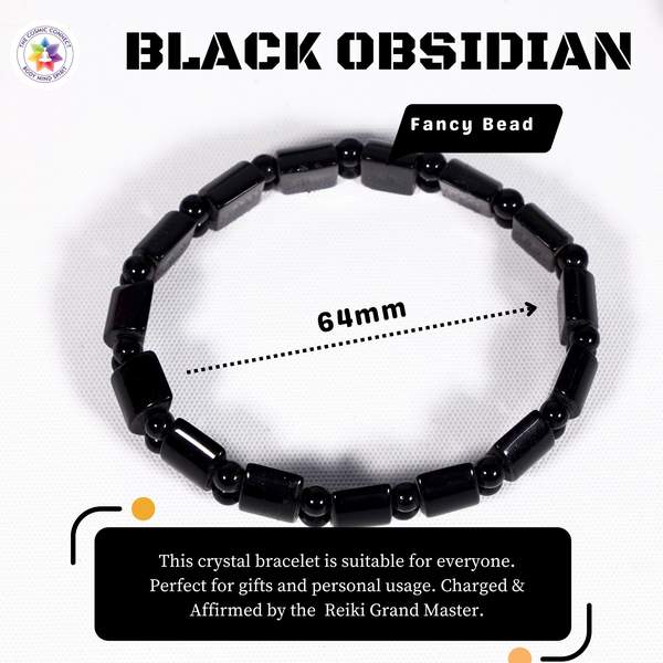 Black Obsidian Fancy Bracelet for Protection & Aura Cleansing Reiki Charged 4