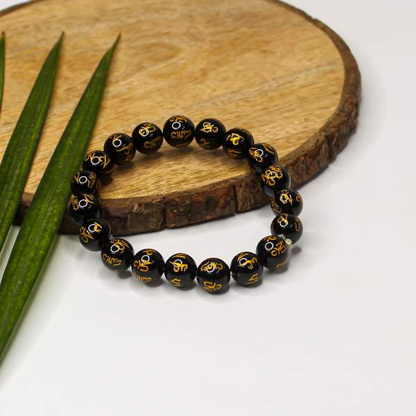 Black Obsidian "Om Mani Padme Hum" Healing Bracelet – Aura Protection 6