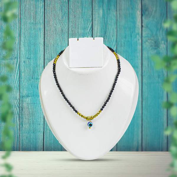 Black Onyx Evil Eye Necklace for Protection & Grounding Faceted 4mm Beads 3