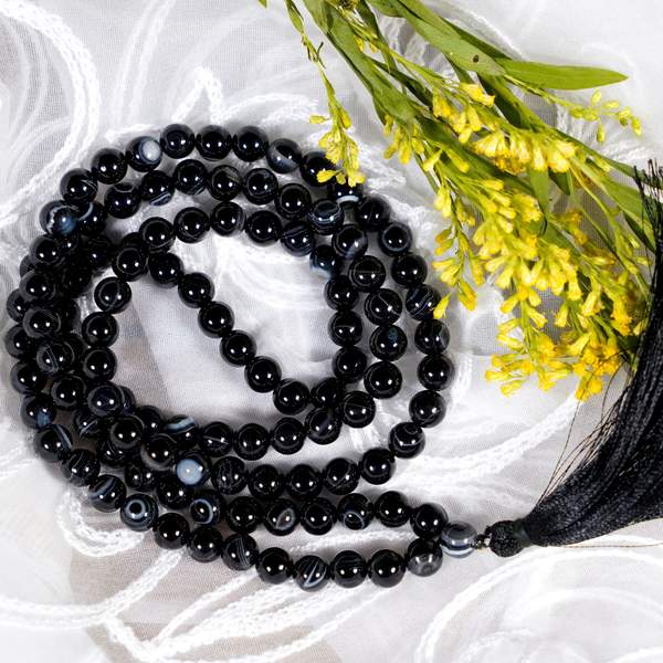 Black Sulemani Hakik 108 Beads Jap Mala for Protection, & Focus