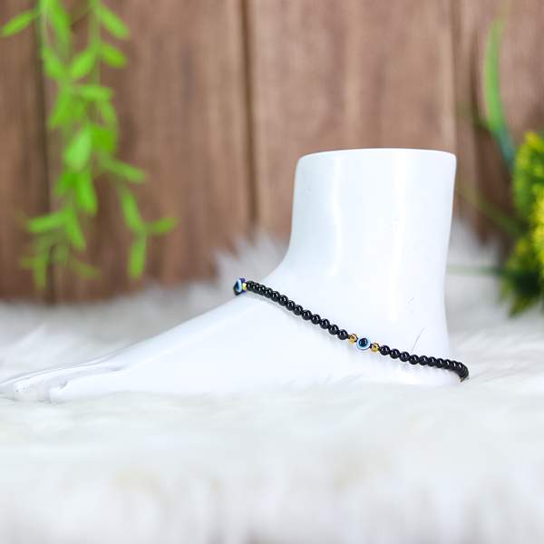 Black Tourmaline Crystal Anklet for Protection & Energy Shield