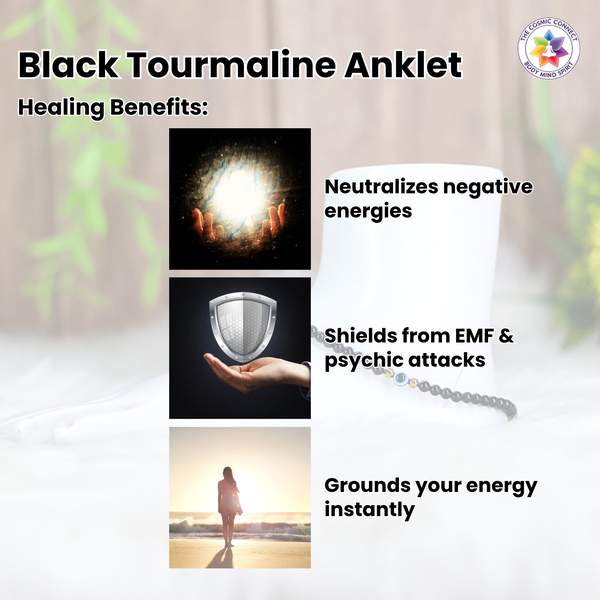 Black Tourmaline Crystal Anklet for Protection & Energy Shield 3