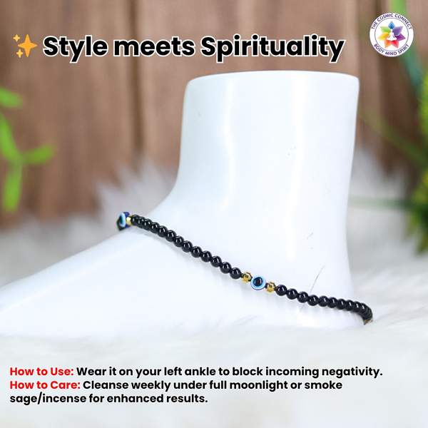 Black Tourmaline Crystal Anklet for Protection & Energy Shield 4
