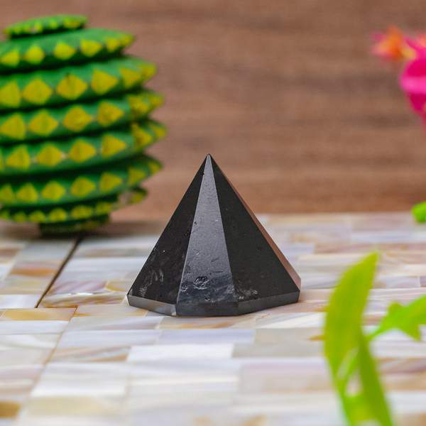 Black Tourmaline Hexagonal Pyramid for Protection & Grounding