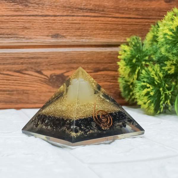 Black Tourmaline Night Glow Pyramid for Grounding & Protection