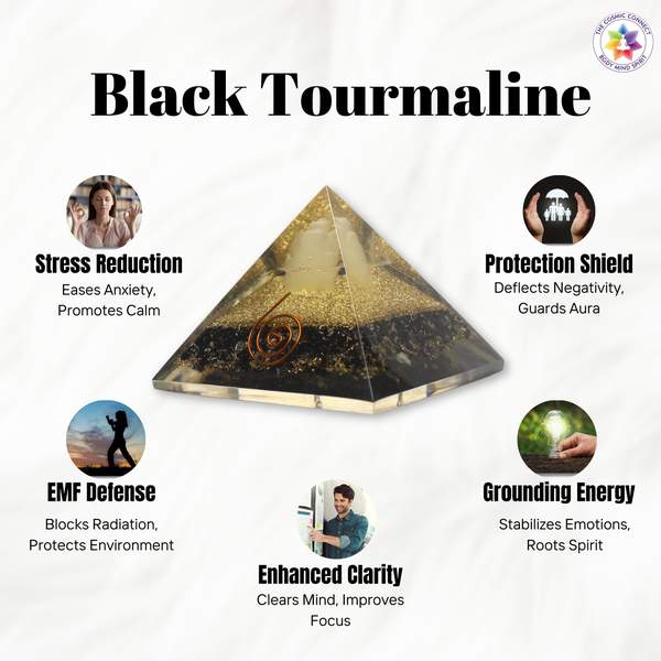 Black Tourmaline Night Glow Pyramid for Grounding & Protection 2