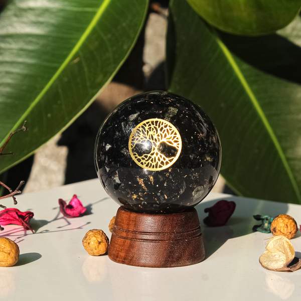 Black Tourmaline Orgone Sphere for Protection & Grounding