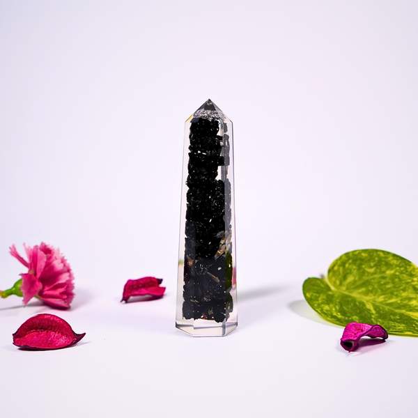 Black Tourmaline Orgone Wand for Protection, Grounding & Energy Shield