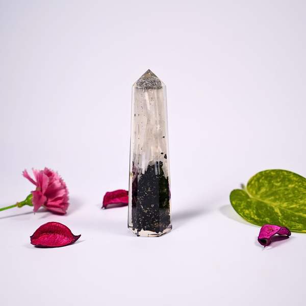 Black Tourmaline & Selenite Orgone Wand for Protection & Energy Cleansing
