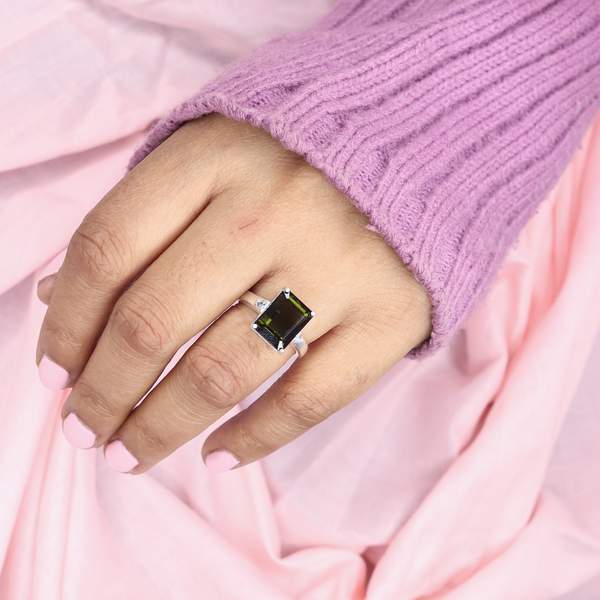 Black Tourmaline Silver Ring for Protection & Grounding | Adjustable Ring 5