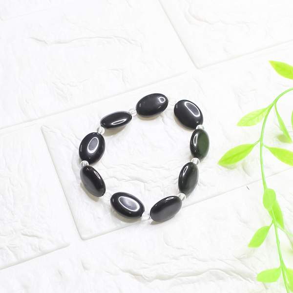 Black Tourmaline Tumbled Bracelet for Powerful Protection