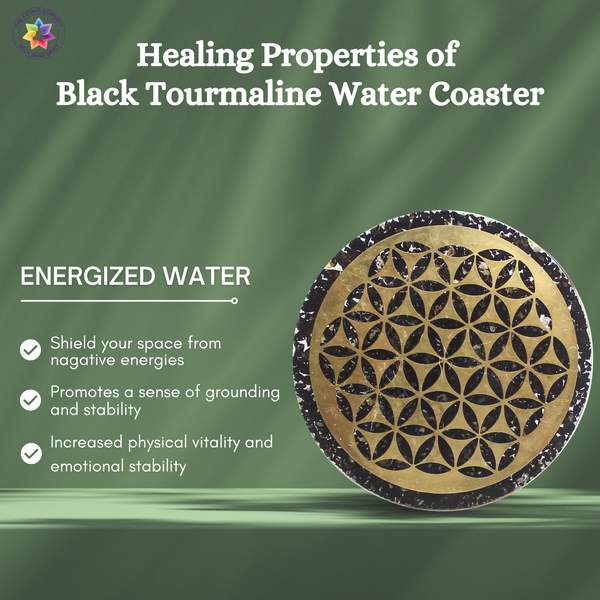 Black Tourmaline Water Coaster for Protection, Purity, and Positive Energy 2