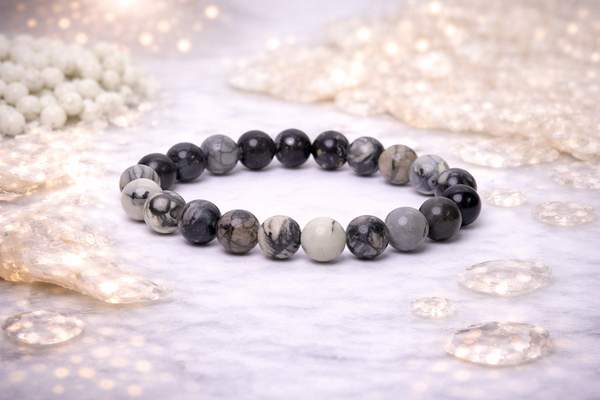 Black Web Jasper Healing Bracelet - Protection & Grounding
