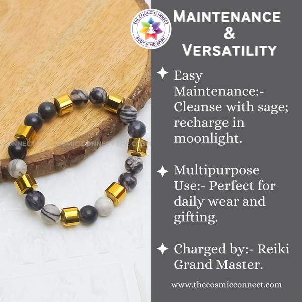 Black Web Jasper Healing Bracelet - Protection & Grounding 10
