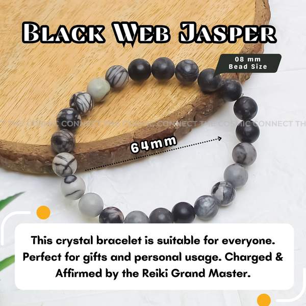 Black Web Jasper Healing Bracelet - Protection & Grounding 4