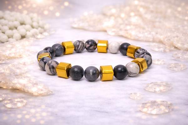 Black Web Jasper Healing Bracelet - Protection & Grounding 6