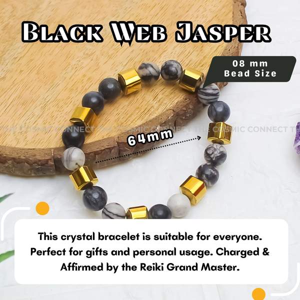 Black Web Jasper Healing Bracelet - Protection & Grounding 9