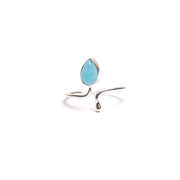 Blue Chalcedony Adjustable Silver Ring for Calm, & Clarity 2