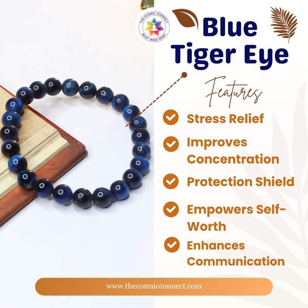 Blue Tiger Eye Healing Bracelet - Focus & Reduce Stress 3