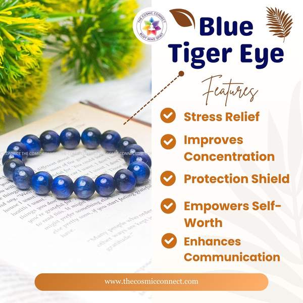 Blue Tiger Eye Healing Bracelet - Focus & Reduce Stress 8