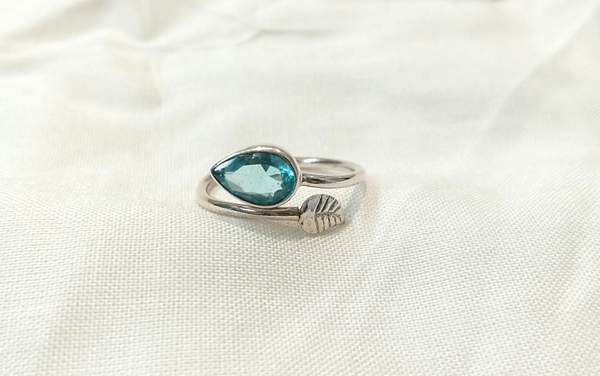 Blue Topaz Adjustable Silver Ring Unlock Clarity, Communication