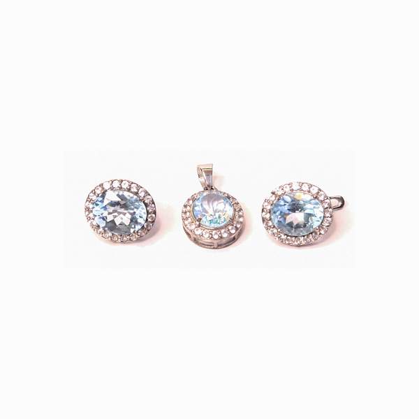 Blue Topaz Silver Pendant Set for Clarity & Spiritual Awakening