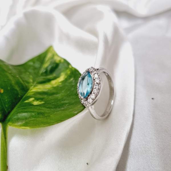 Blue Topaz Silver Ring for Wisdom, Communication & Inner Peace 2