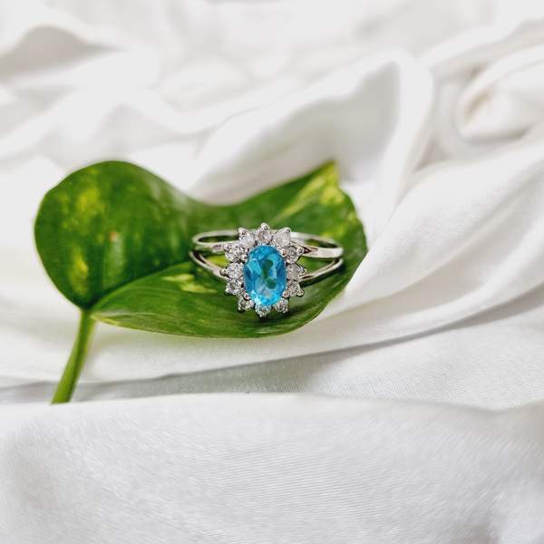 Blue Topaz Silver Ring for Wisdom, Communication & Inner Peace 3