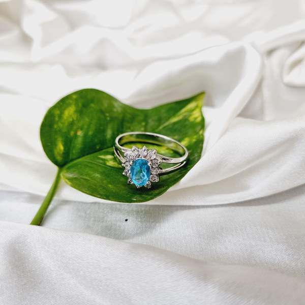 Blue Topaz Silver Ring for Wisdom, Communication & Inner Peace 4