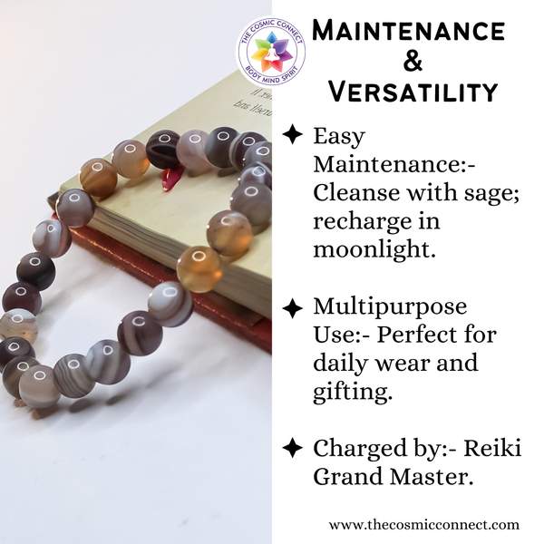 Botswana Agate Healing Bracelet - Stress Relief & Emotional Balance 6