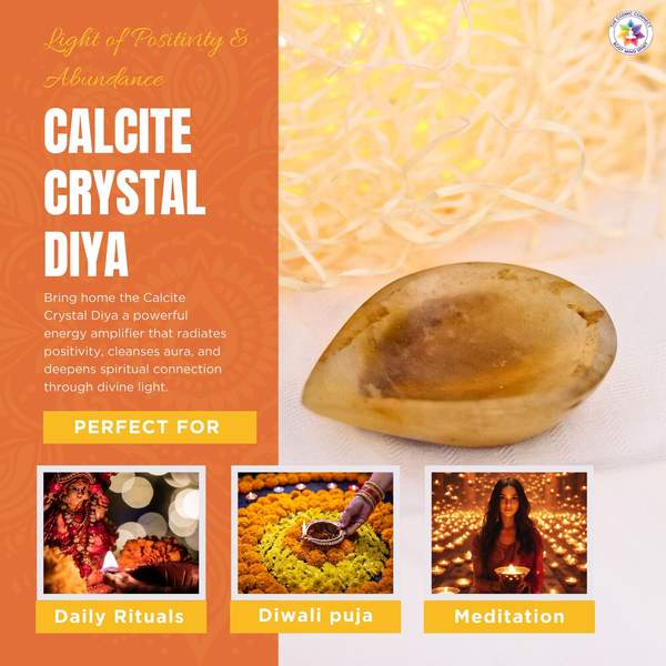 Calcite Crystal Diya for Home Temple Décor & Healing Energy 3