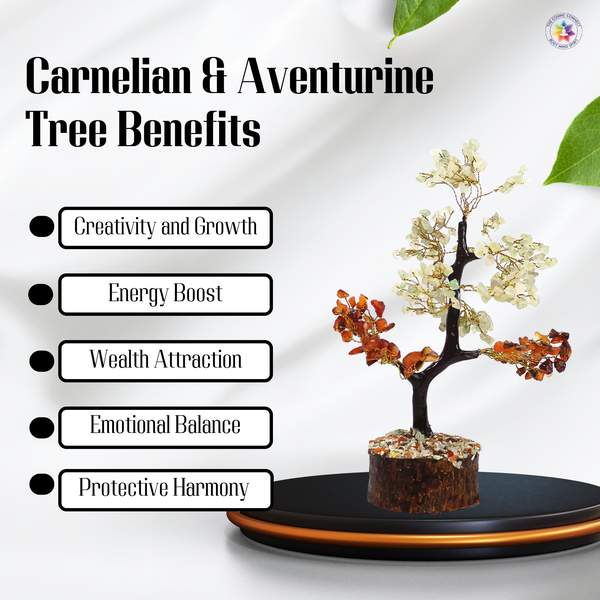 Carnelian & Green Aventurine Crystal Tree for Prosperity and Courage 4